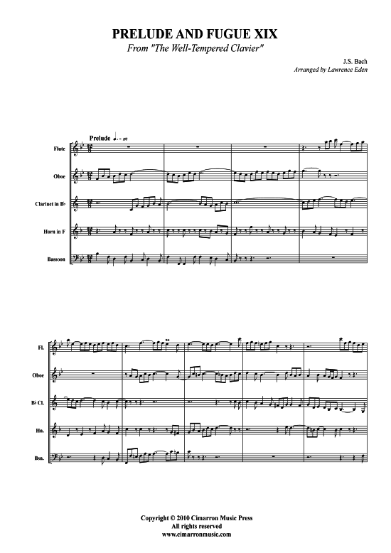 gallery: Prelude und Fugue XIX , , (Holzbläser-Quintett)