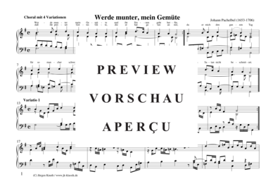 gallery: Werde munter, mein Gemüte (Choral mit 4 Variationen) , ,  (Orgel Solo)