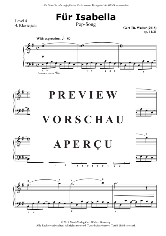 gallery: Für Isabella , , (Klavier Solo - Level 4 - 4.Klavierjahr)