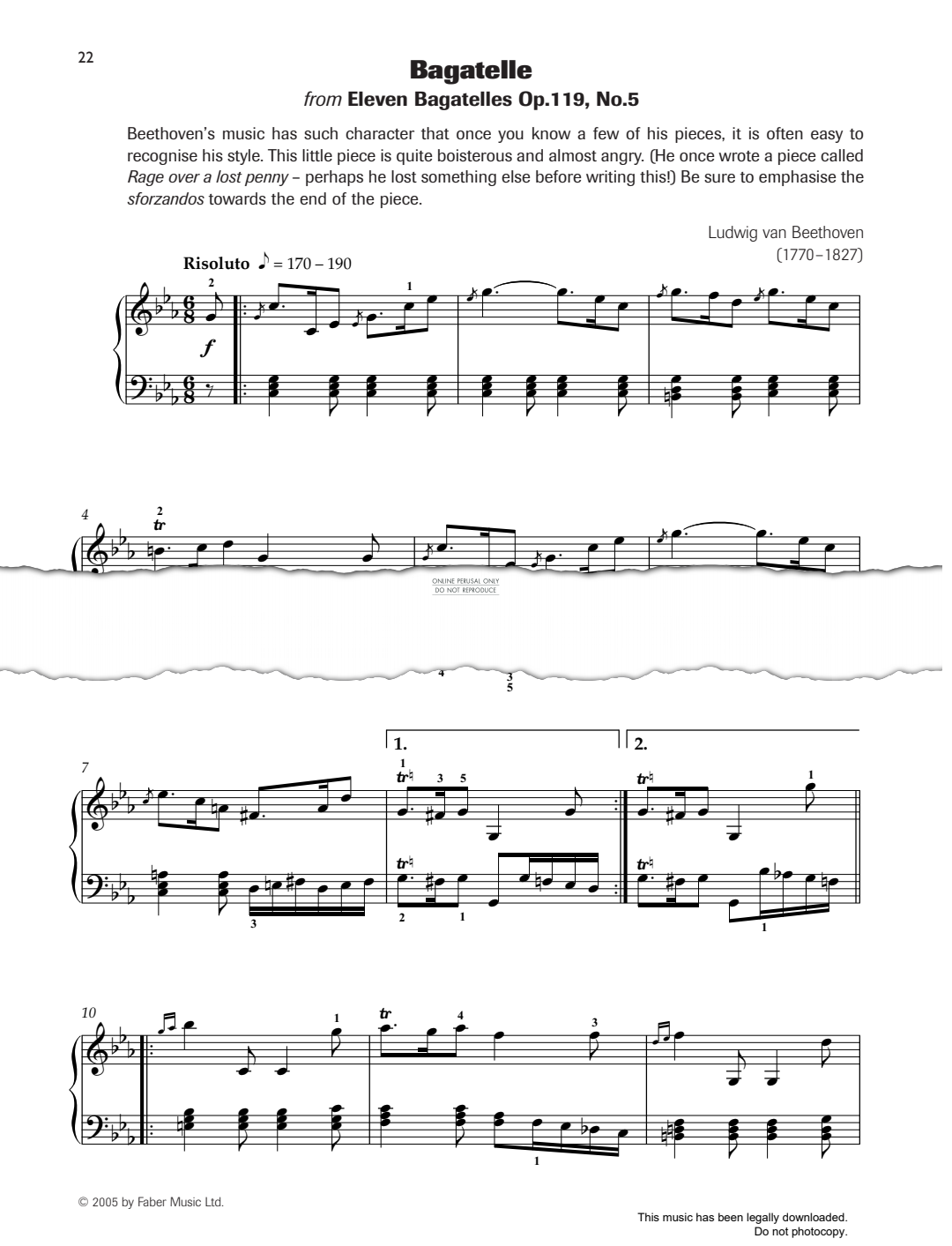 gallery: Bagatelle (from 'Eleven Bagatelles Op.119, No.5'), Ludwig van Beethoven, Klavier