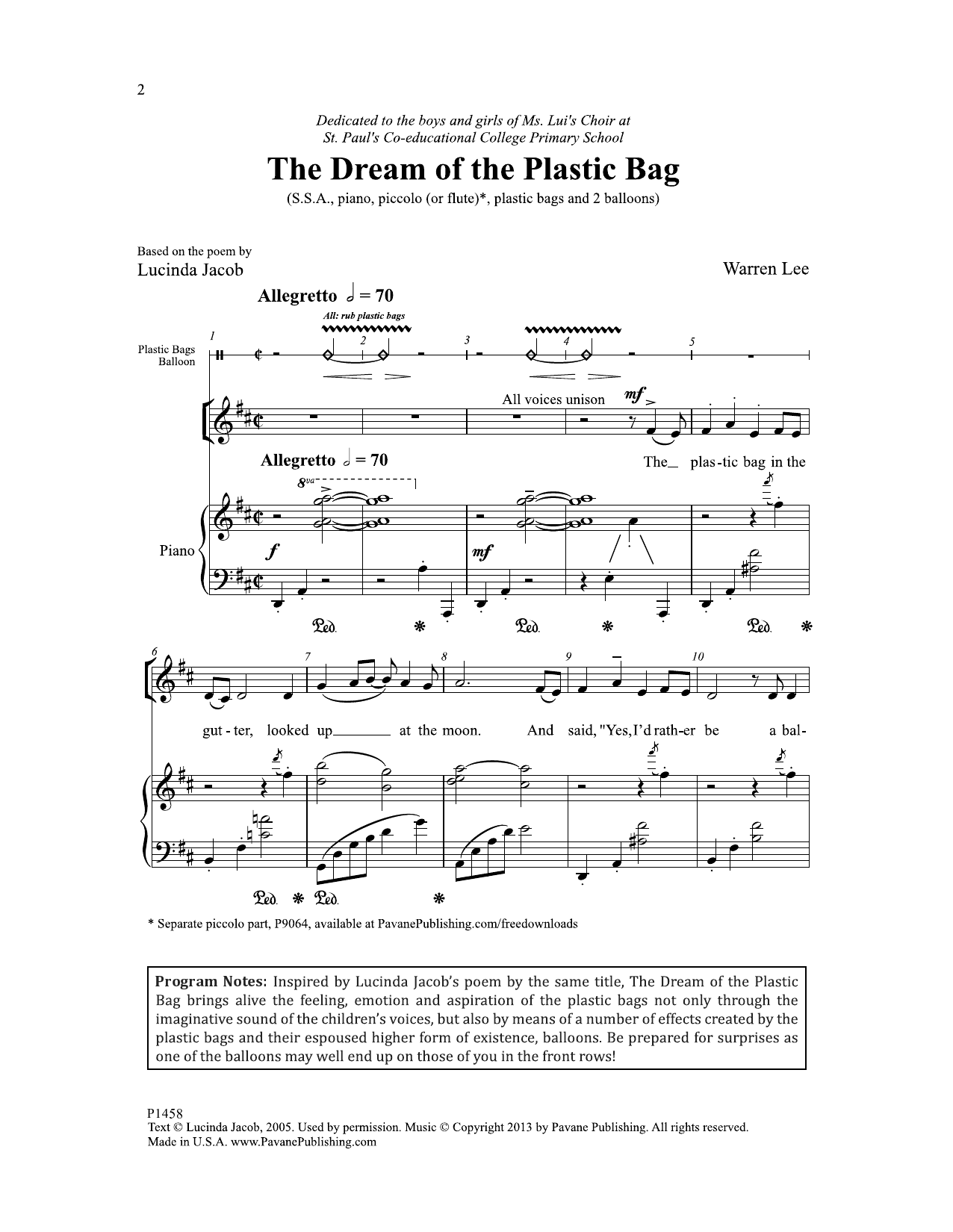 The Dream of the Plastic Bag - sheet music by - smd-345634 | notendownload