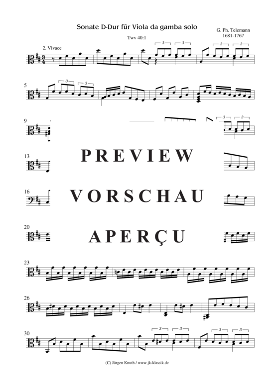 gallery: Sonate D-Dur für Viola da gamba solo TWV 40:1 , , (Viola Solo)