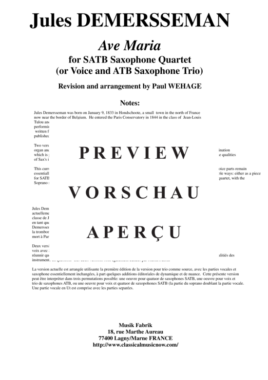 gallery: Ave Maria , , (Saxophon-Quartett SATB)