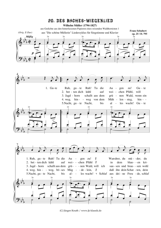 Des Baches-Wiegenlied, aus Die schöne Müllerin op.25 / D.795  Es-Dur 