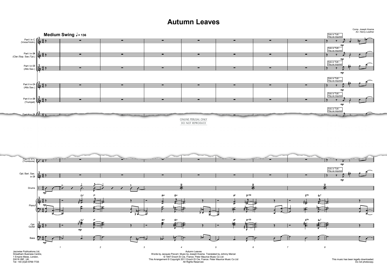 gallery: Autumn Leaves, Joseph Kosma, Ensemble