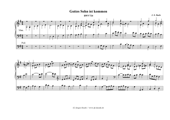 gallery: Gottes Sohn ist kommen, BWV724 , , (Orgel Solo)