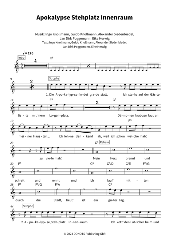 gallery: Apokalypse Stehplatz Innenraum (Gesang + Akkorde) , Donots,  (Leadsheet)