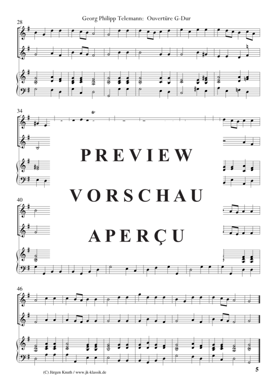 gallery: Ouvertüre G-Dur / Ouvertüre-Menuett-Gavotte-Passepied-Air-Gigue , , (2x Violine oder Instrument in C + Klavier/Cembalo/Orgel)