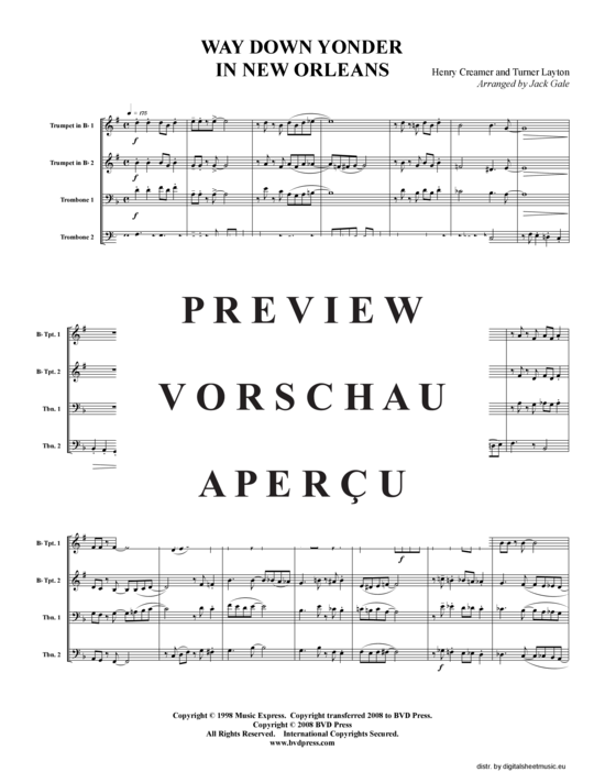gallery: Way Down Yonder in New Orleans (2xTromp in B, Horn in F (Pos) , , , Pos)