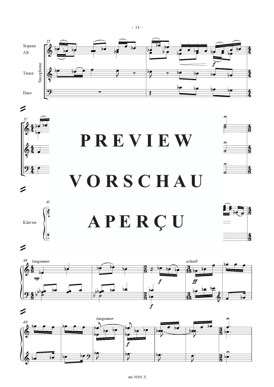 gallery: Vier Gespräche, Partitur , , (Sax-Quartett SATBass + Klavier)