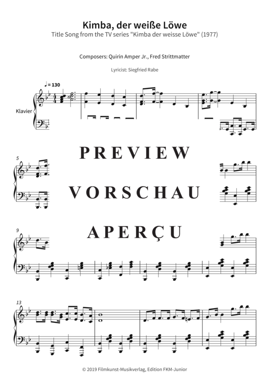 gallery: Kimba, der weiße Löwe - Title Song from the TV series Kimba der weisse Löwe (1977) , ,  (Klavier Solo)