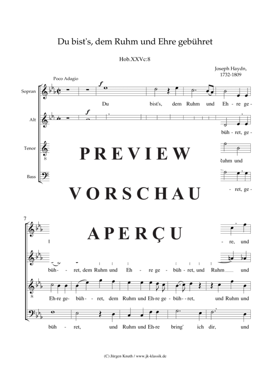 gallery: Du bist´s, dem Ruhm und Ehre gebühret Hob.XXVc:8 , , (Gemischter Chor)