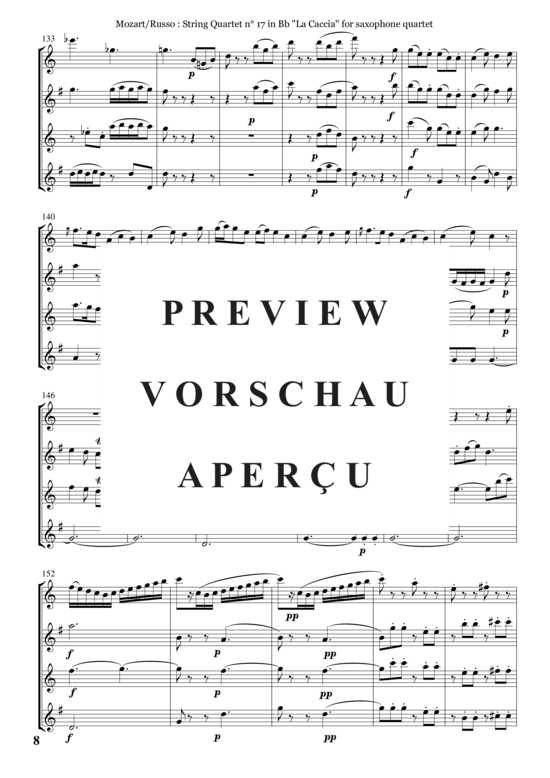 gallery: Streichquartett Nr. 17 in B, K 458 , , (Saxophon Quartett SATB)