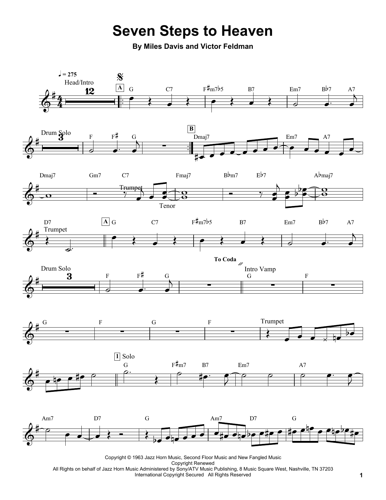 Seven Steps To Heaven - sheet music by Miles Davis - smd-165474 ...