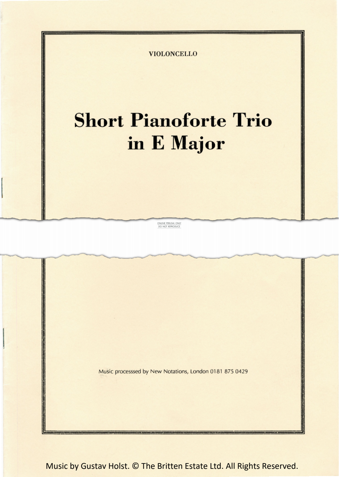 gallery: Short Pianoforte Trio in E Major, Gustav Holst, Violoncello