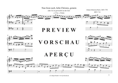 gallery: Nun freut euch, liebe Christen, gemein (Es ist gewisslich an der Zeit) , ,  BWV 734 (Orgel Solo)