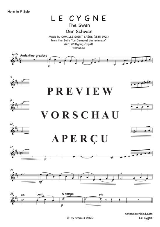 gallery: Der Schwan (Le Cygne) , ,  (Horn in F + Klavier)