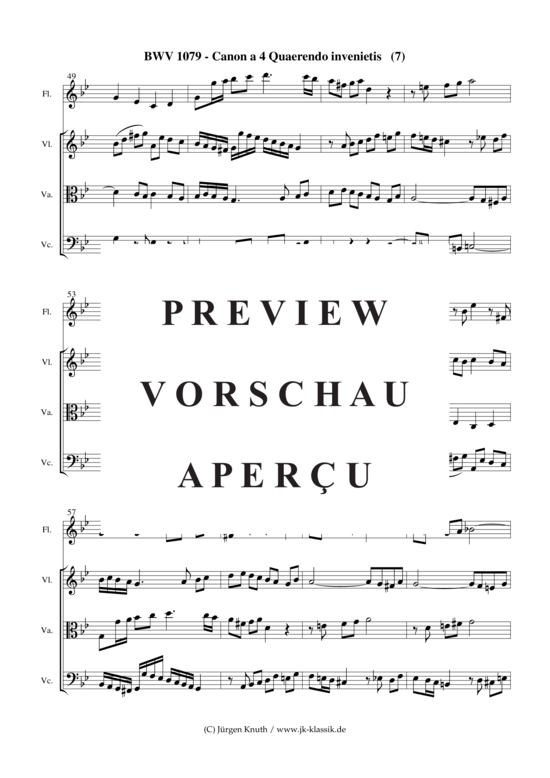 gallery: Musikalisches Opfer BWV 1079  Canon a 4 Quaerendo invenietis ( 7 ) , ,  (Flöte-Violine-Viola-Cello)