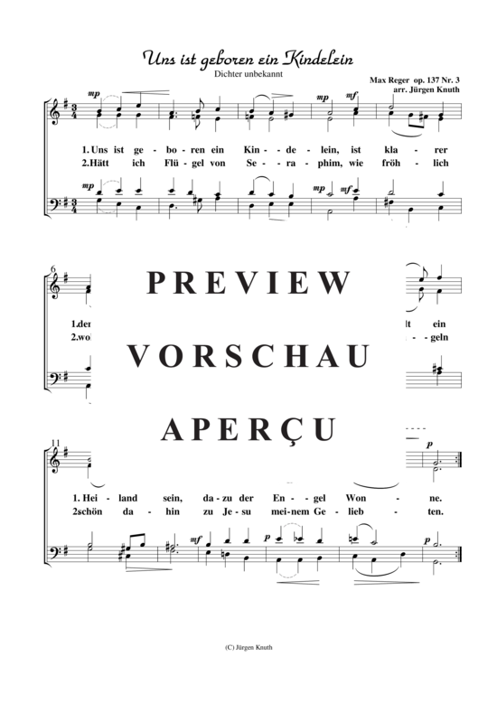 gallery: Uns ist geboren ein Kindelein op. 137 Nr. 3 , , (Gemischter Chor)
