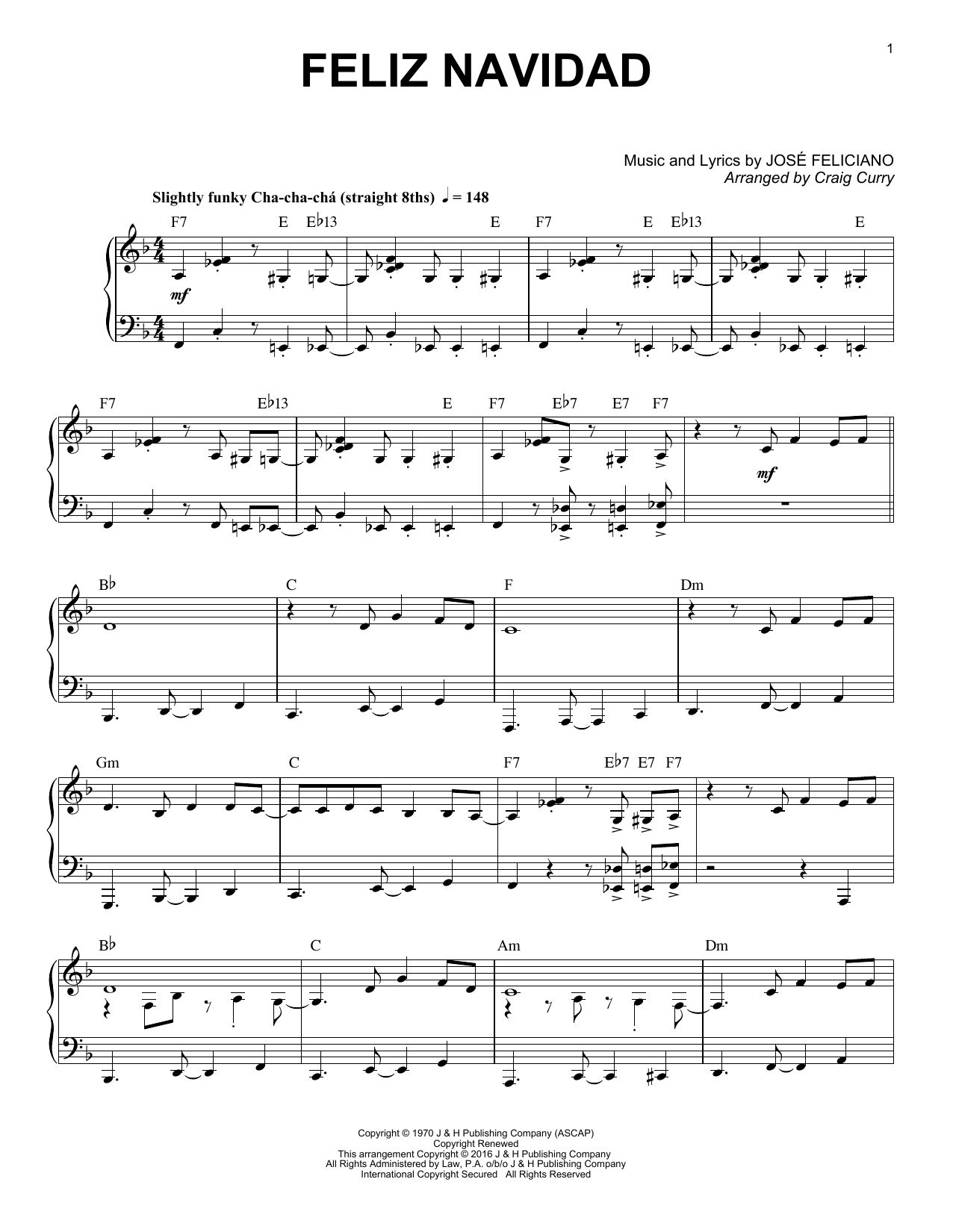 Feliz Navidad - Sheet Music By Craig Curry, Clay Walker - Smd-250831 ...