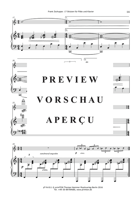 gallery: 17 Skizzen für Flöte und Klavier (2007) , ,  (Querflöte + Klavier)