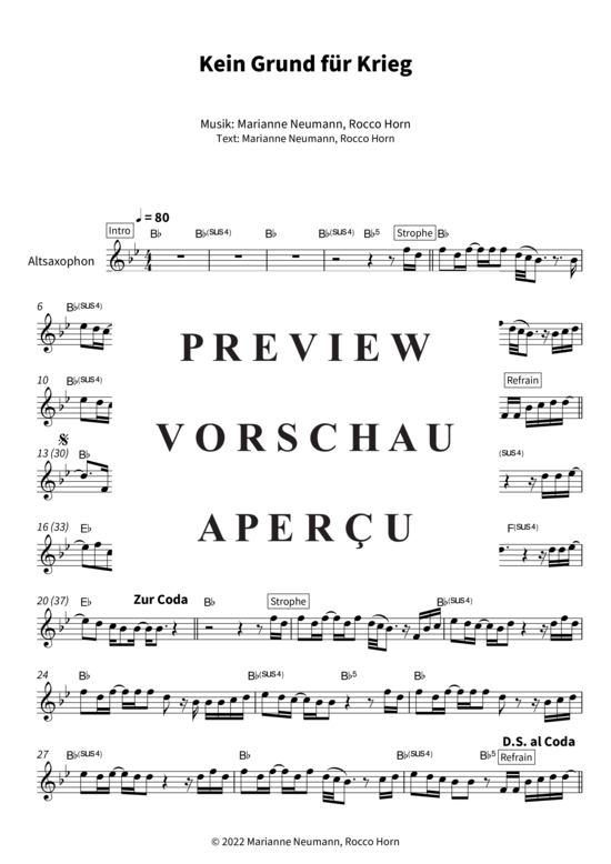 gallery: Kein Grund für Krieg (Alt-Saxophon) , Berge,  (Leadsheet)