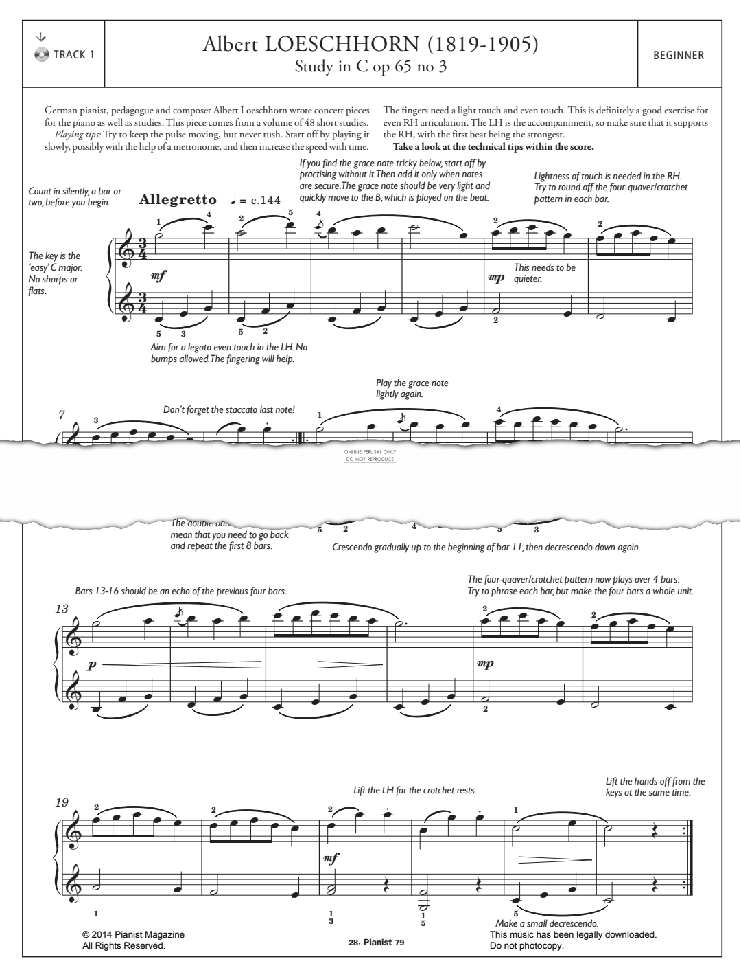 gallery: Study In C Op.65 No.3, Albert Loeschhorn, Klavier