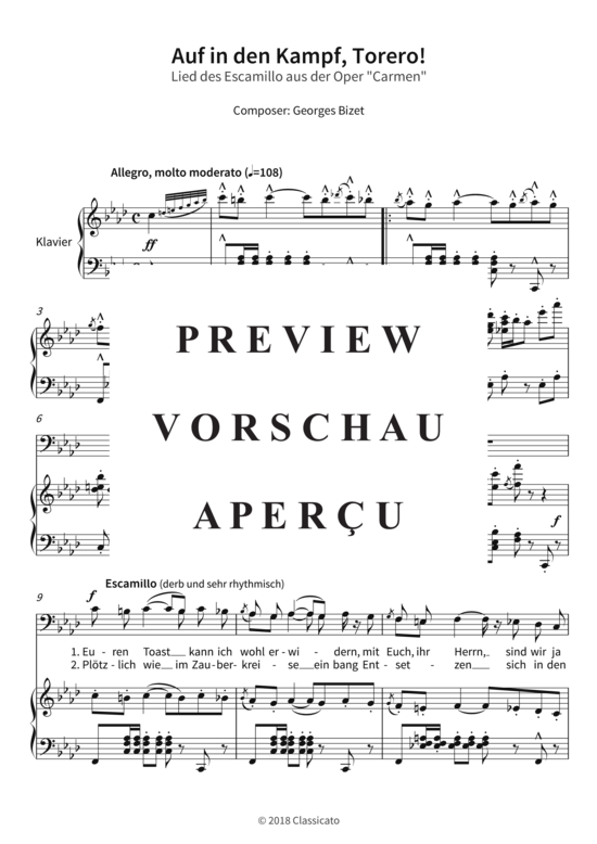 gallery: Auf in den Kampf, Torero! - Lied des Escamillo aus der Oper Carmen , , (Gesang + Klavier)