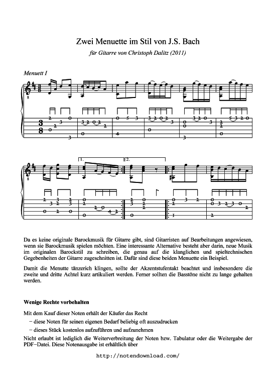 Zwei Menuette im Stil von J.S. Bach 