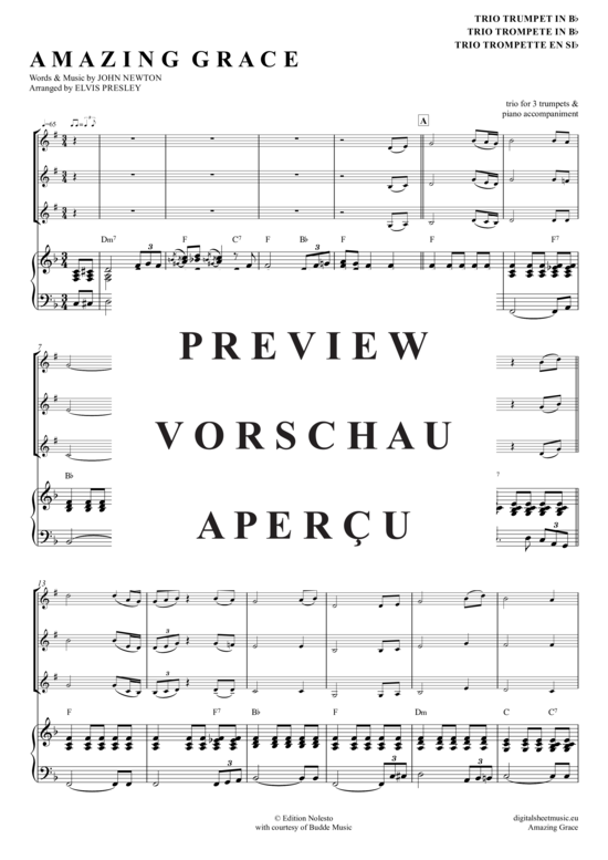 gallery: Amazing Grace , Presley, Elvis, (Trompeten Trio + Klavier)
