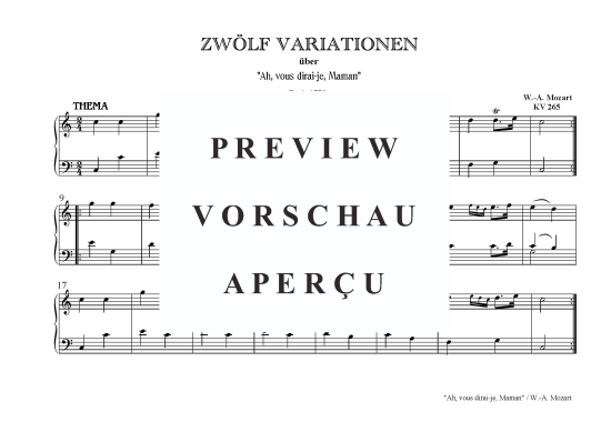 gallery: Ah, vous dirai-je, Maman (12 Variationen) , ,  KV 265 (Klavier Solo)