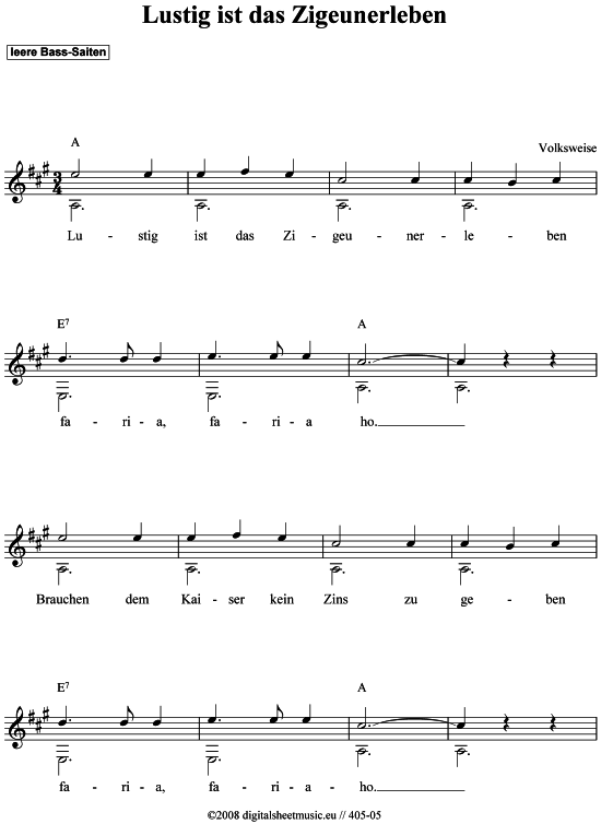 Lustig ist das Zigeunerleben - leere Bass-Saiten