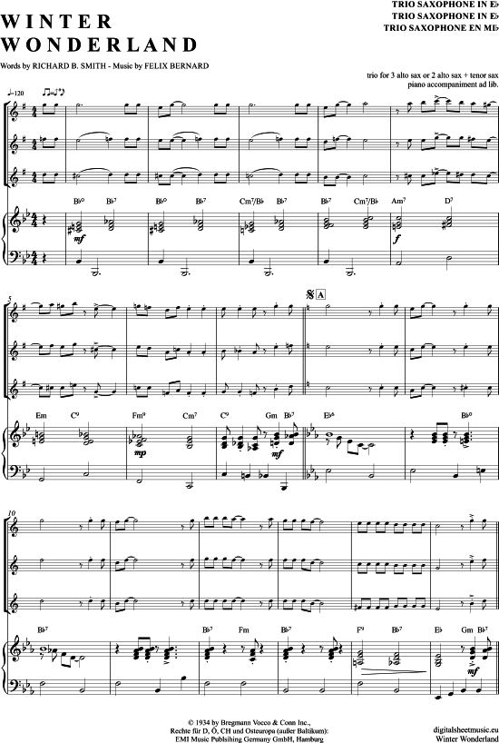 Winter Wonderland (Saxophon Trio AAA(T) 
