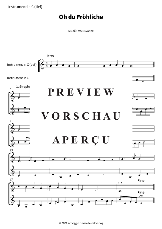 gallery: Oh du Fröhliche , , (Duett für 2 Stimmen in C, B, Es, + C-Bassschlüssel)