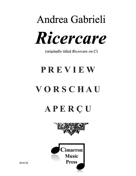 gallery: Ricercare , , (Saxophonquartett SATB)