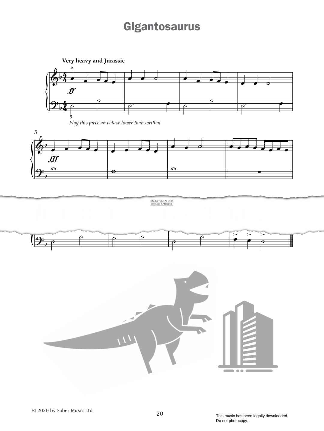 gallery: Gigantosaurus (from 'Improve Your Sight-Reading! A Piece a Week Piano Initial'), Paul Harris, Klavier