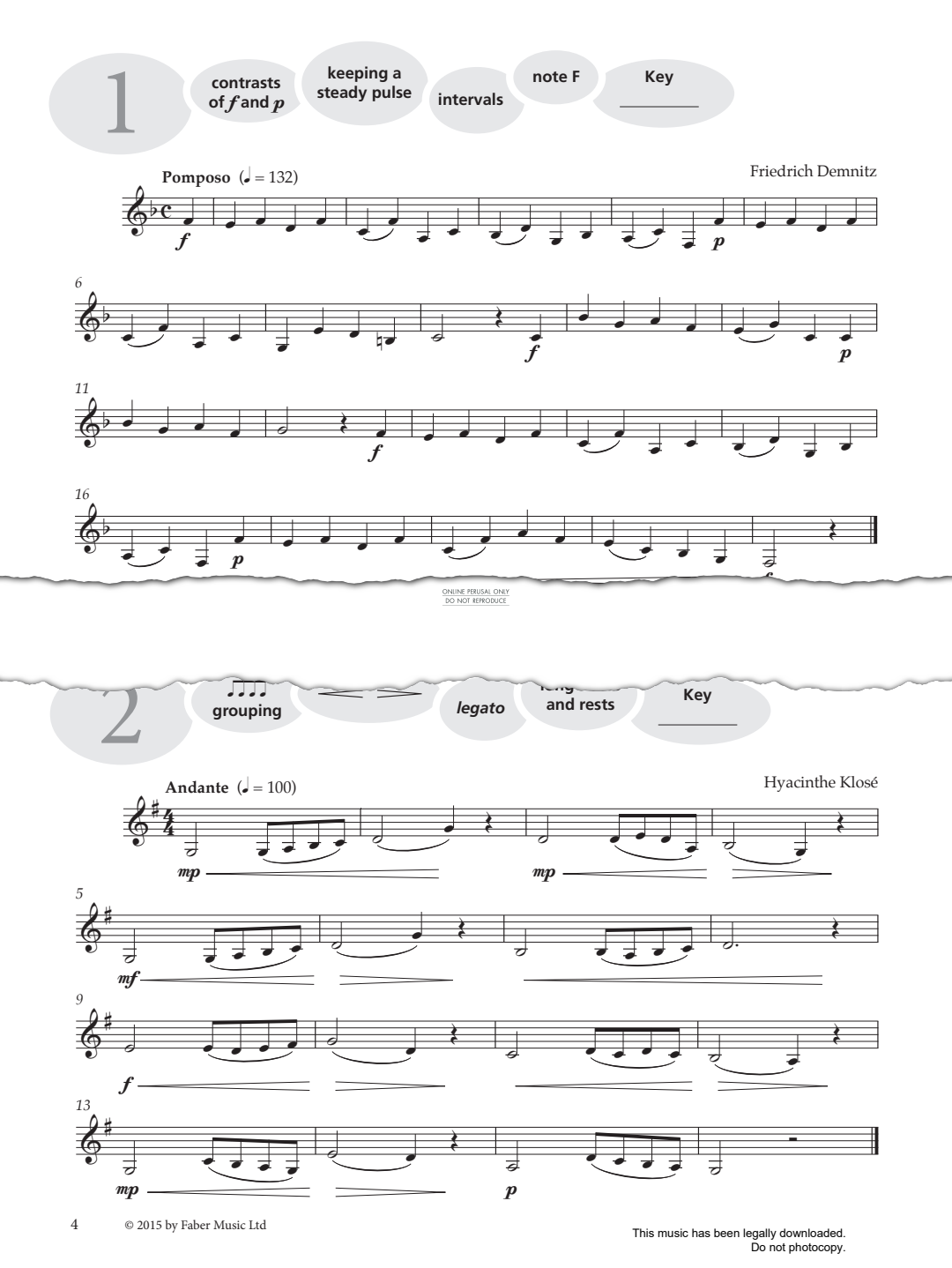 gallery: Study No.2 'Andante' (from 'More Graded Studies For Clarinet Book One'), Hyacinthe Klose, Klarinette