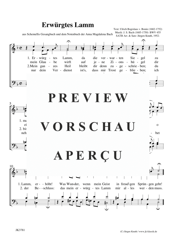 gallery: Erwürgtes Lamm / BWV 455 (aus Schemellis GB und NB der Anna M. Bach), , (mixed choir)