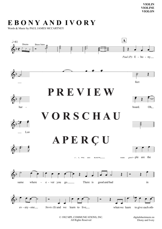 gallery: Ebony And Ivory , Mccartney, Paul/Wonder, Stevie, (Violine)