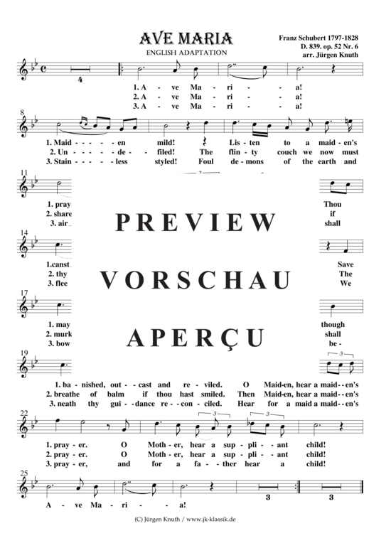 gallery: Ave Maria  D.839, op.52.6, B-Dur   English Adaptation , , (Orgel + Gesang)