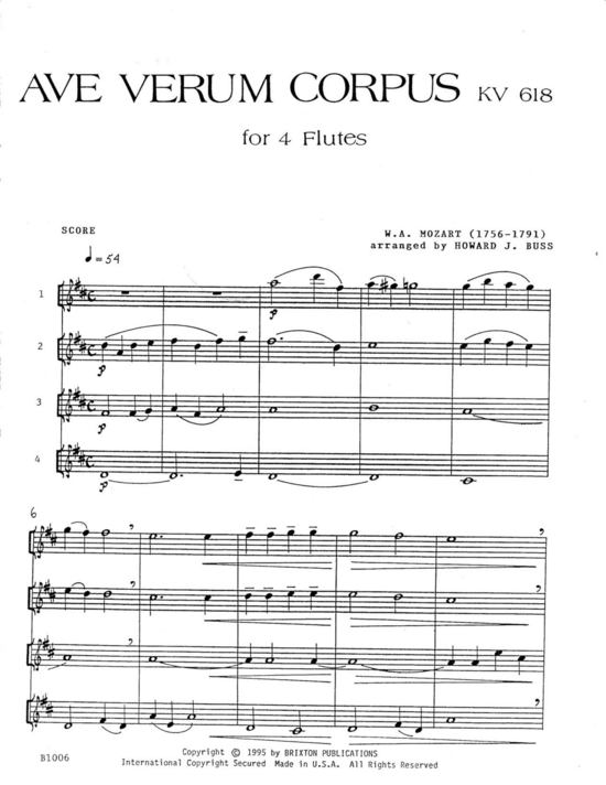 gallery: Ave Verum Corpus , , (4 Flöten in C)