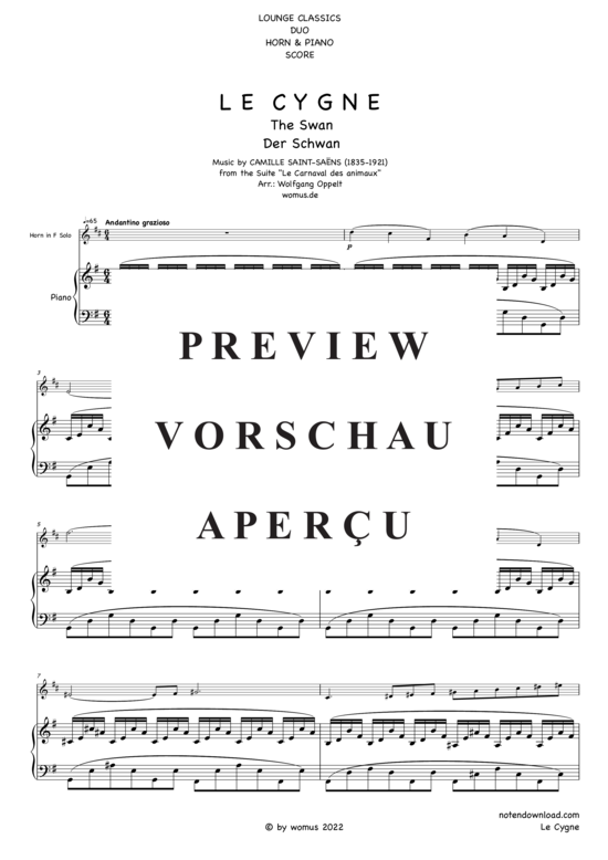 gallery: Der Schwan (Le Cygne) , ,  (Horn in F + Klavier)