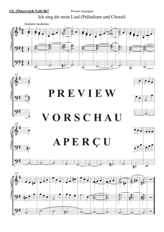 gallery: Ich sing dir mein Lied (Präludium und Choral)  GL (Österreich-Teil) , ,  867 (Orgel Solo)