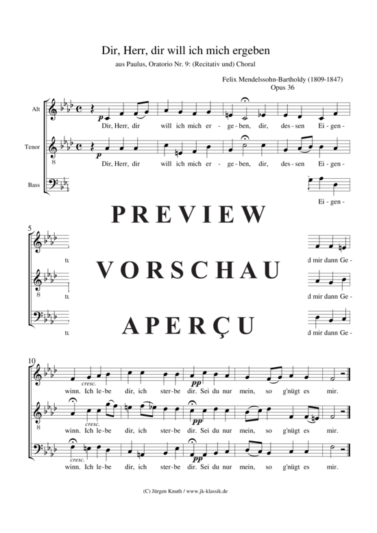 gallery: Dir, Herr, dir will ich mich ergeben (aus: Paulus, Oratorio Nr. 9 Op. 36) , ,  (Gemischter Chor ATB)