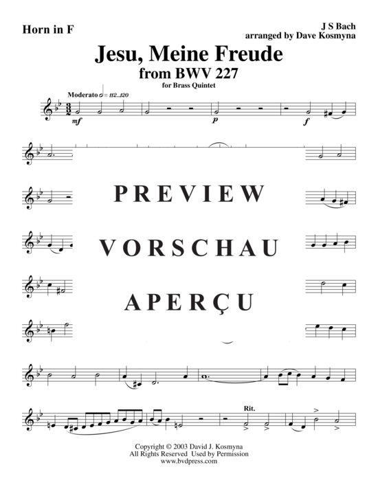 gallery: Jesu Meine Freude , , (Blechbläserquintett)