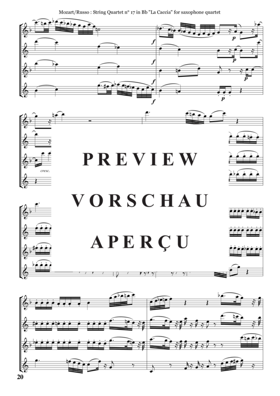 gallery: Streichquartett Nr. 17 in B, K 458 , , (Saxophon Quartett SATB)