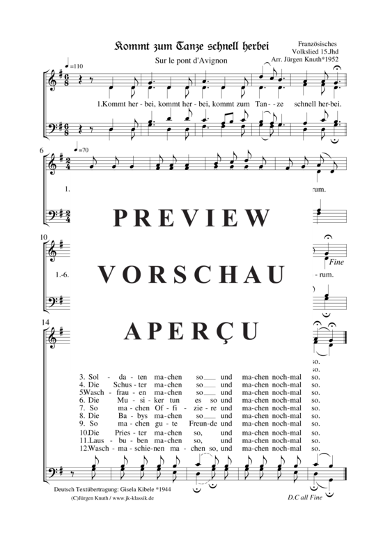 gallery: Kommt zum Tanze schnell herbei (Melodie: Sur le pont d'Avignon) , ,  (Gemischter Chor)