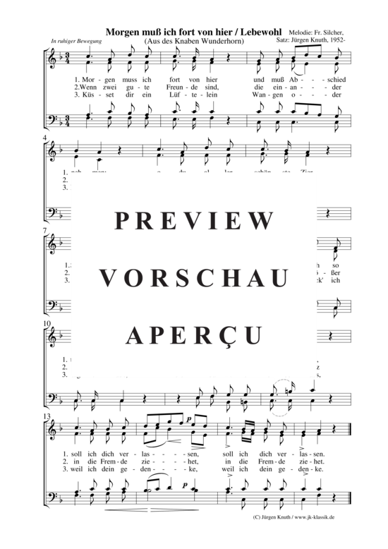 gallery: Morgen muß ich fort von hier / Lebewohl (Aus des Knaben Wunderhorn) , ,  (Gemischter Chor)