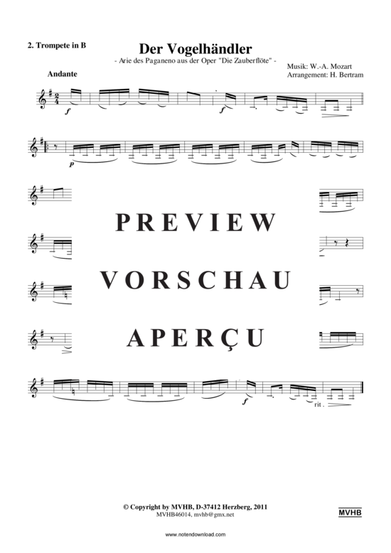 gallery: Der Vogelhändler (Blechbläserquartett 2 Trp (B) , , , Pos/TenH, Tub)