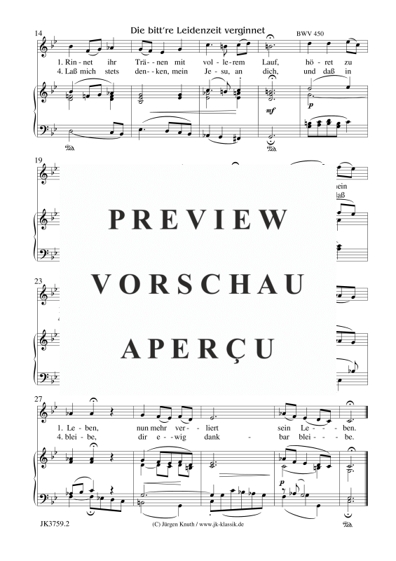 gallery: Die bitt´re Leidenzeit verginnet / BWV 450, , (Gesang und Klavier)